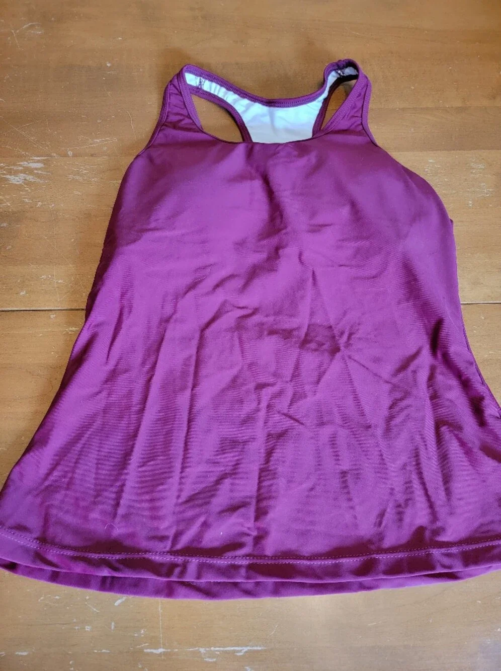 Magenta Racerback Tankini Top with Black High-Waist Bottoms - Picture 3 of 9